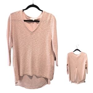 Two by Vince Camuto V Neck Sweater Womens Medium‎ Sandy Pink